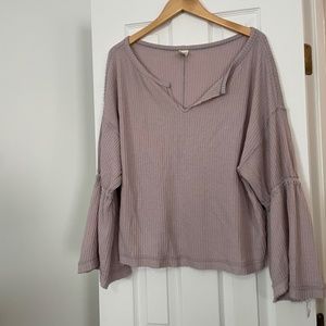 Free People Dahlia Bell Sleeve waffle  knit  Lavender (Large)